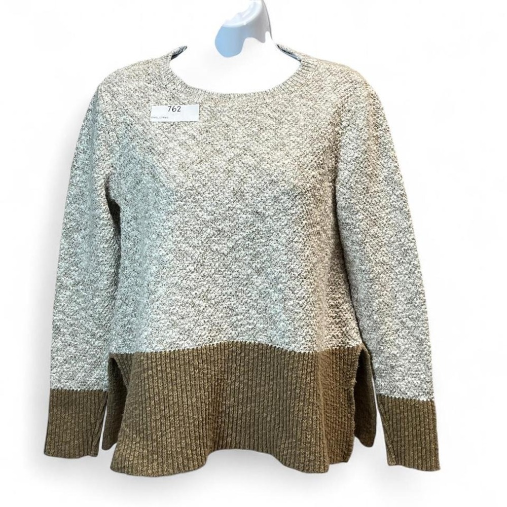 L.L. Bean Signature Colorblock Sweater Gray Brown Women's Small